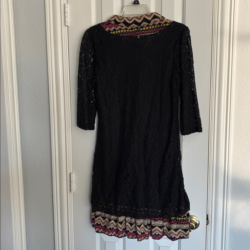 Reborn Black Lace Dress with Vibrant Patterns - Picture 3 of 3